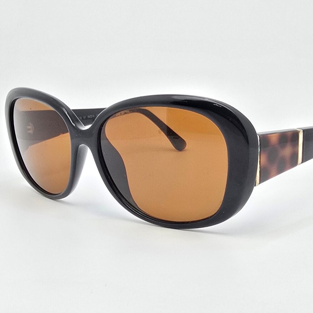 Ashby Grace AG4118 Black Cheetah Frame Polarized Brown Lens Cat Eye Sunglasses